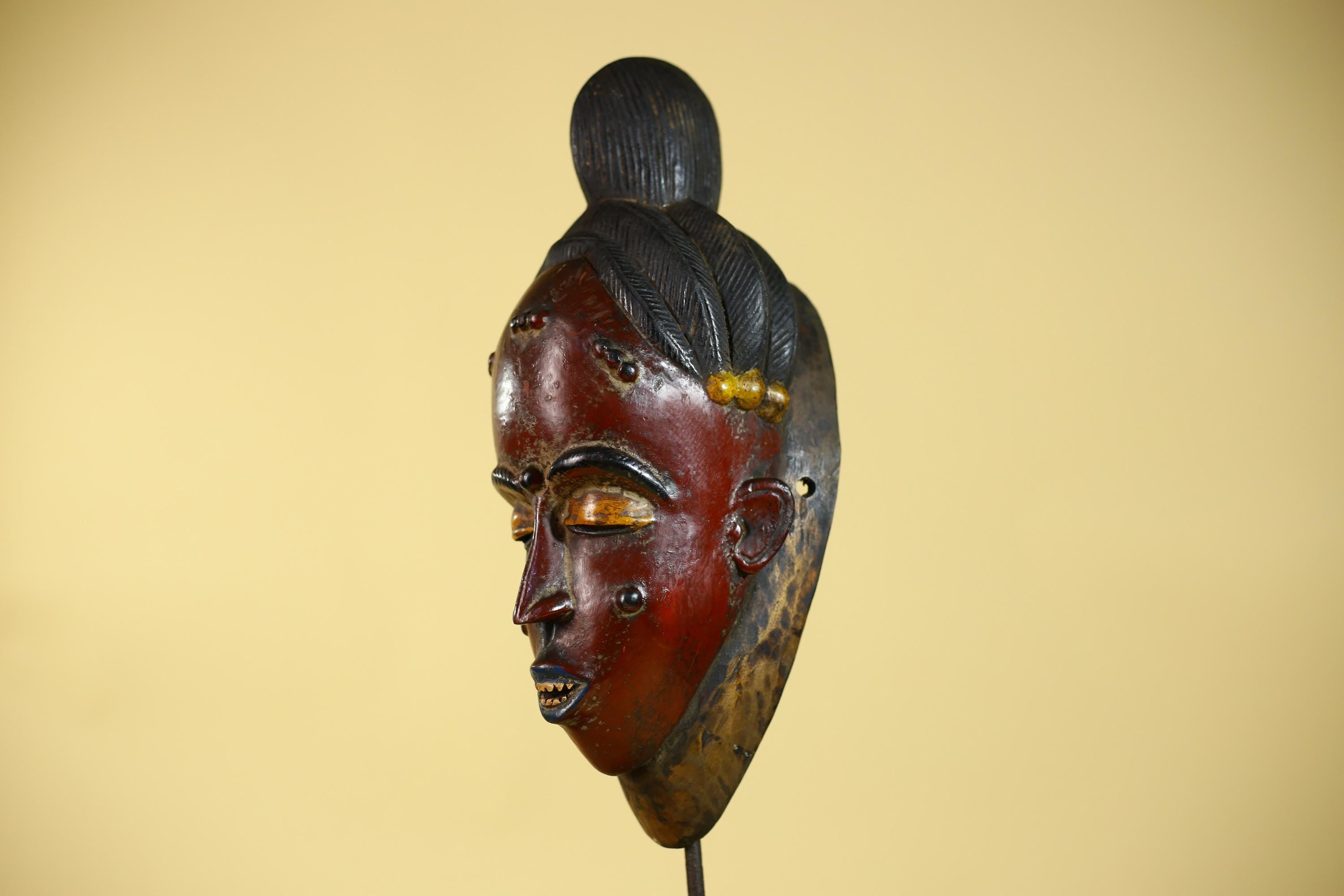 African Mask from the Baule Tribe – Hand Carved Wooden Tribal Art-G6141
