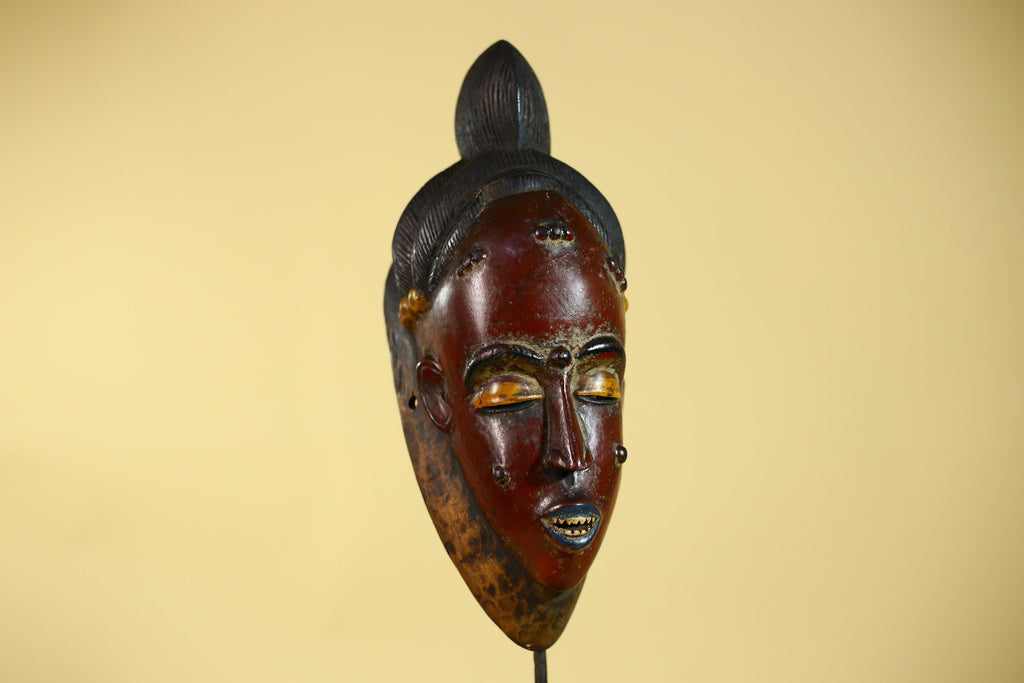 African Mask from the Baule Tribe – Hand Carved Wooden Tribal Art-G6141