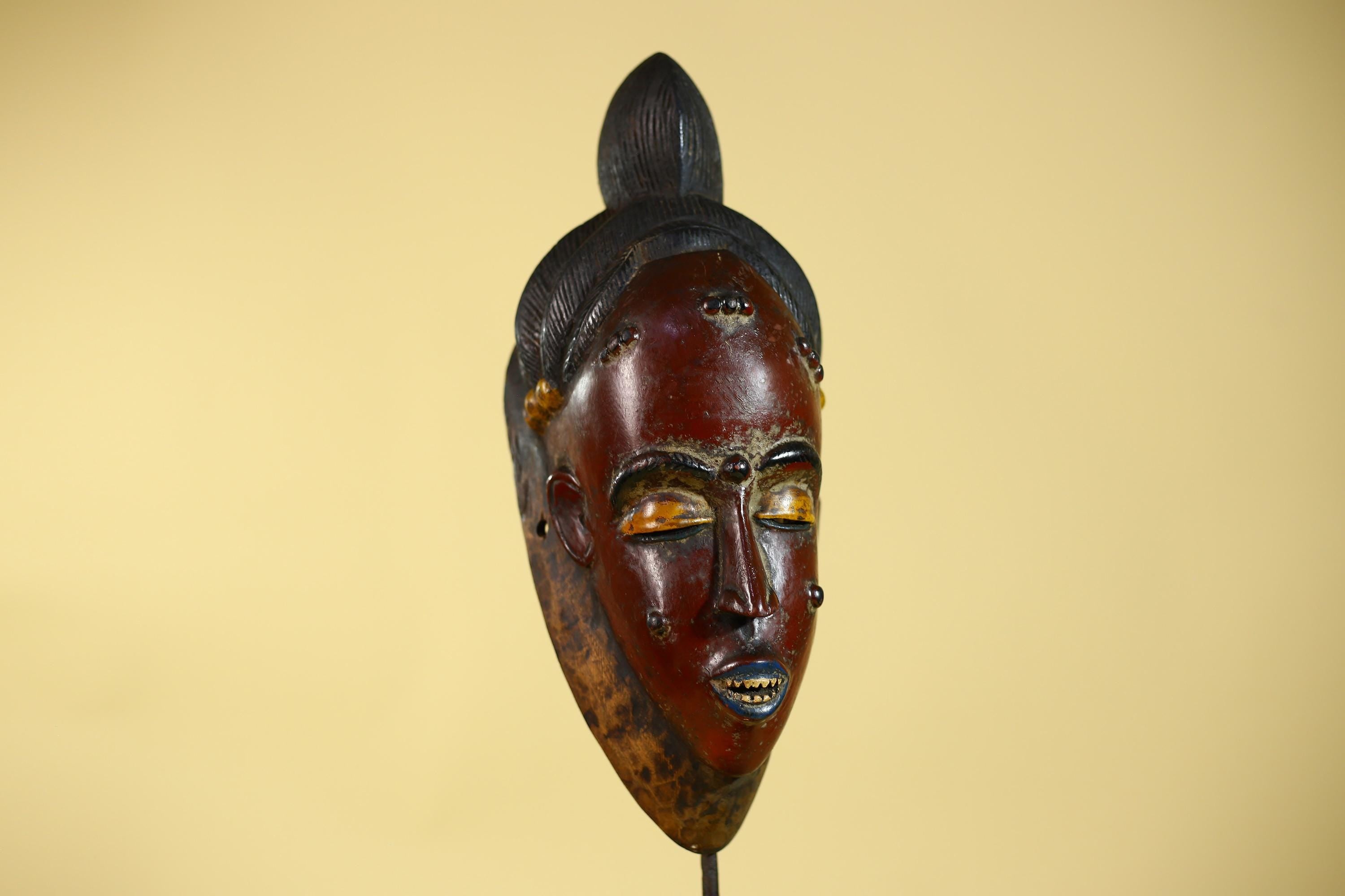 African Mask from the Baule Tribe – Hand Carved Wooden Tribal Art-G6141