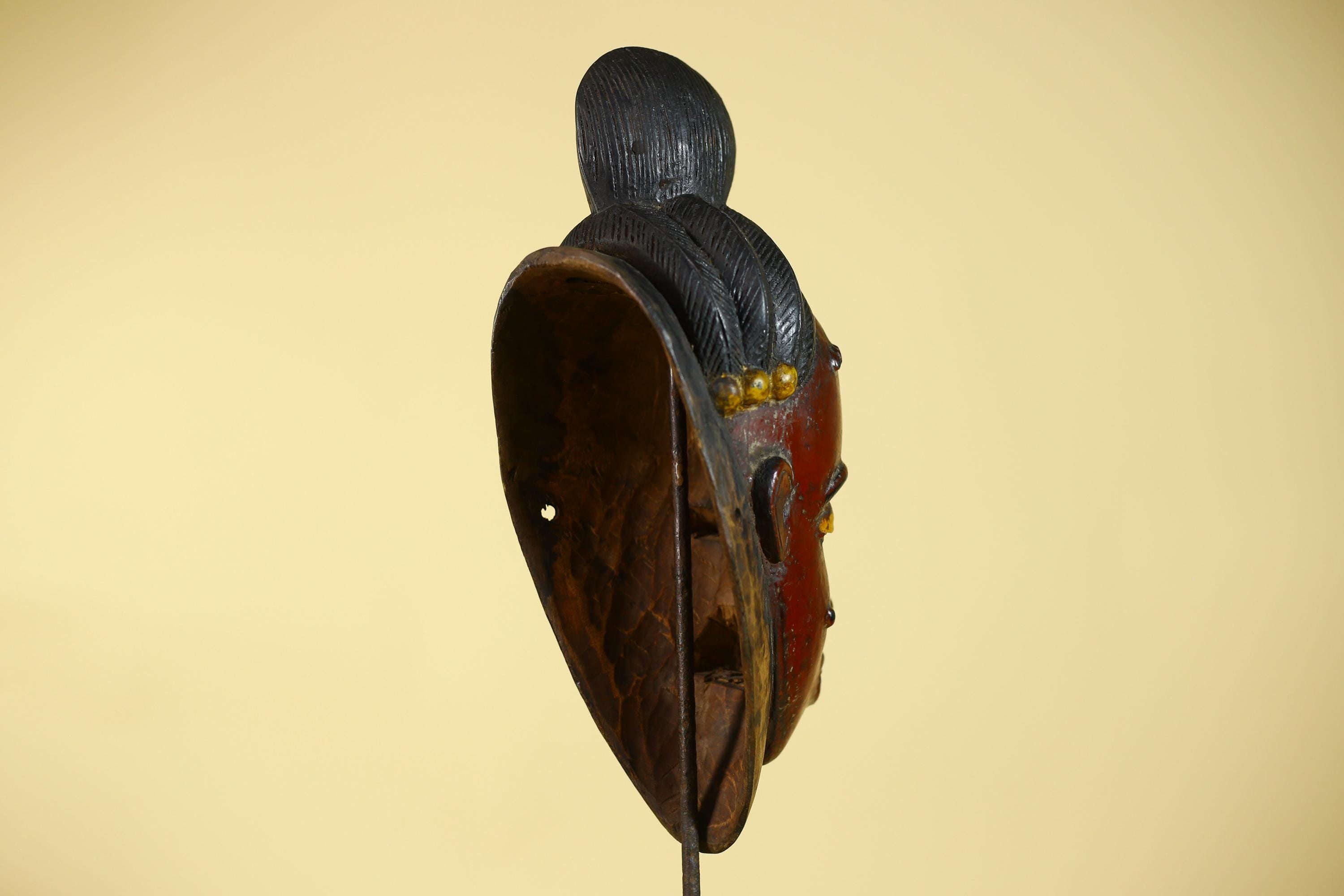 African Mask from the Baule Tribe – Hand Carved Wooden Tribal Art-G6141