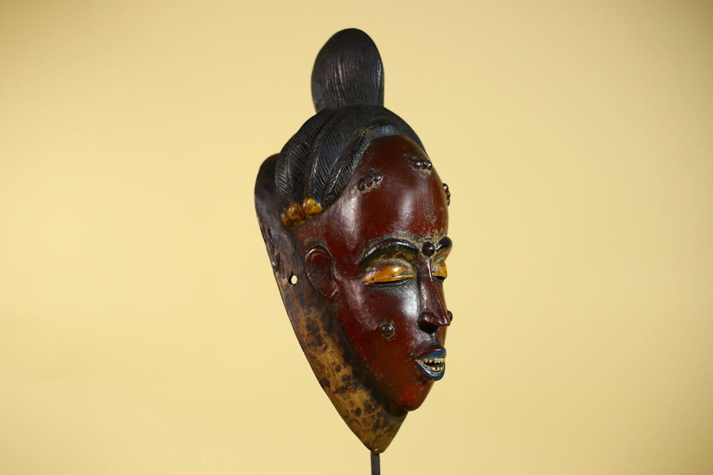 African Mask from the Baule Tribe – Hand Carved Wooden Tribal Art-G6141