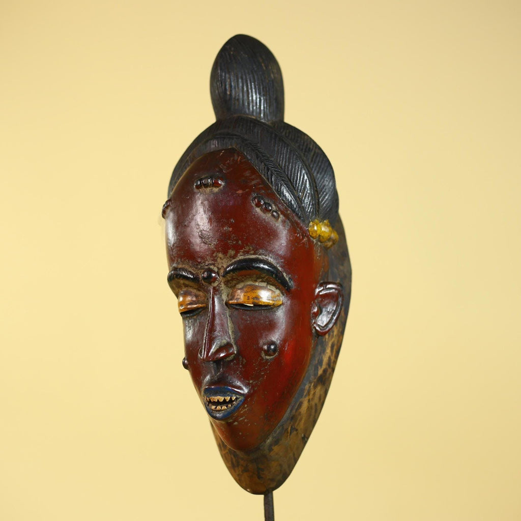 African Mask from the Baule Tribe – Hand Carved Wooden Tribal Art-G6141