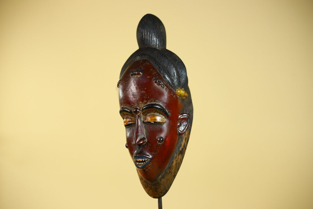 African Mask from the Baule Tribe – Hand Carved Wooden Tribal Art-G6141