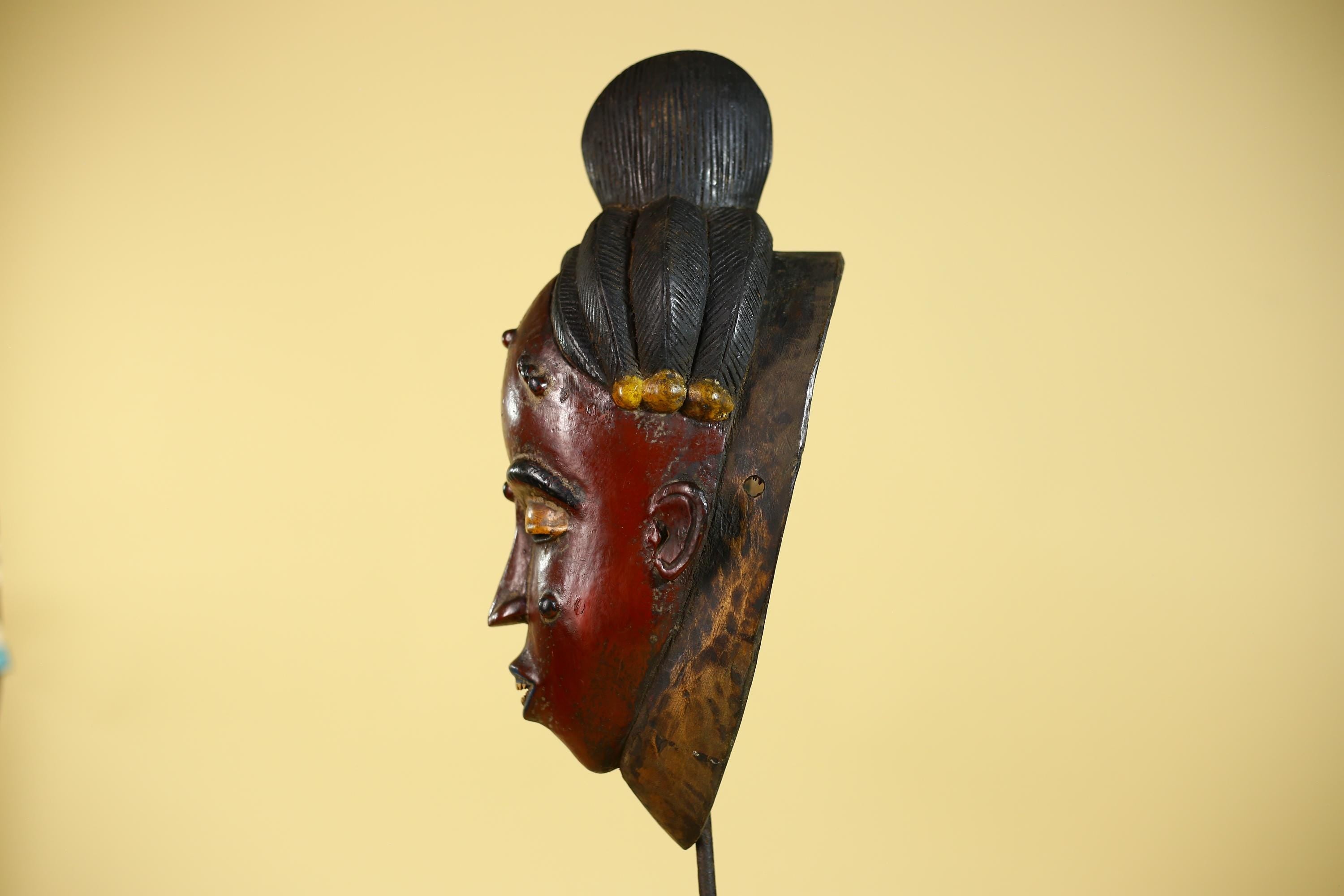 African Mask from the Baule Tribe – Hand Carved Wooden Tribal Art-G6141
