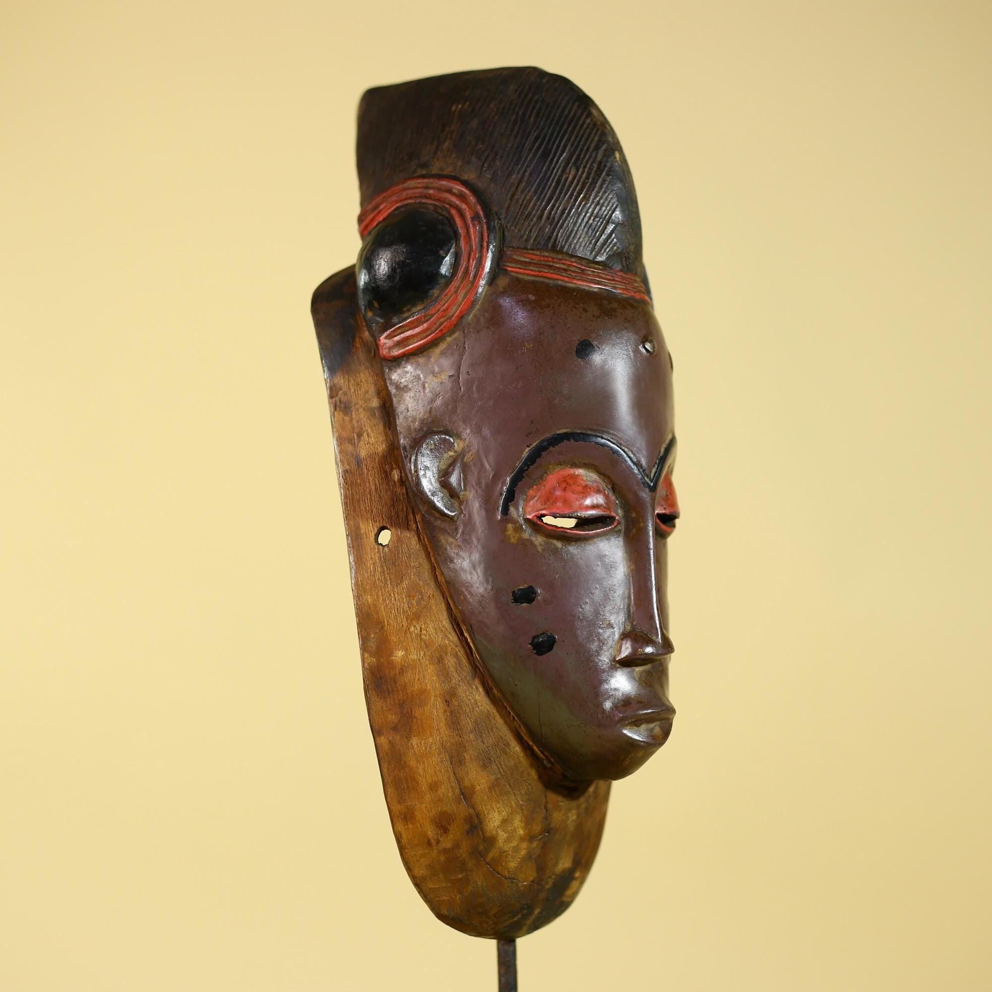Baule African Mask Vintage Wooden Tribal Art African Wall Decor-G6143