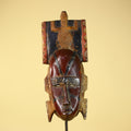 Antique African Guro Wood Mask with Geometric Carved and Rectangular Crest-G6145