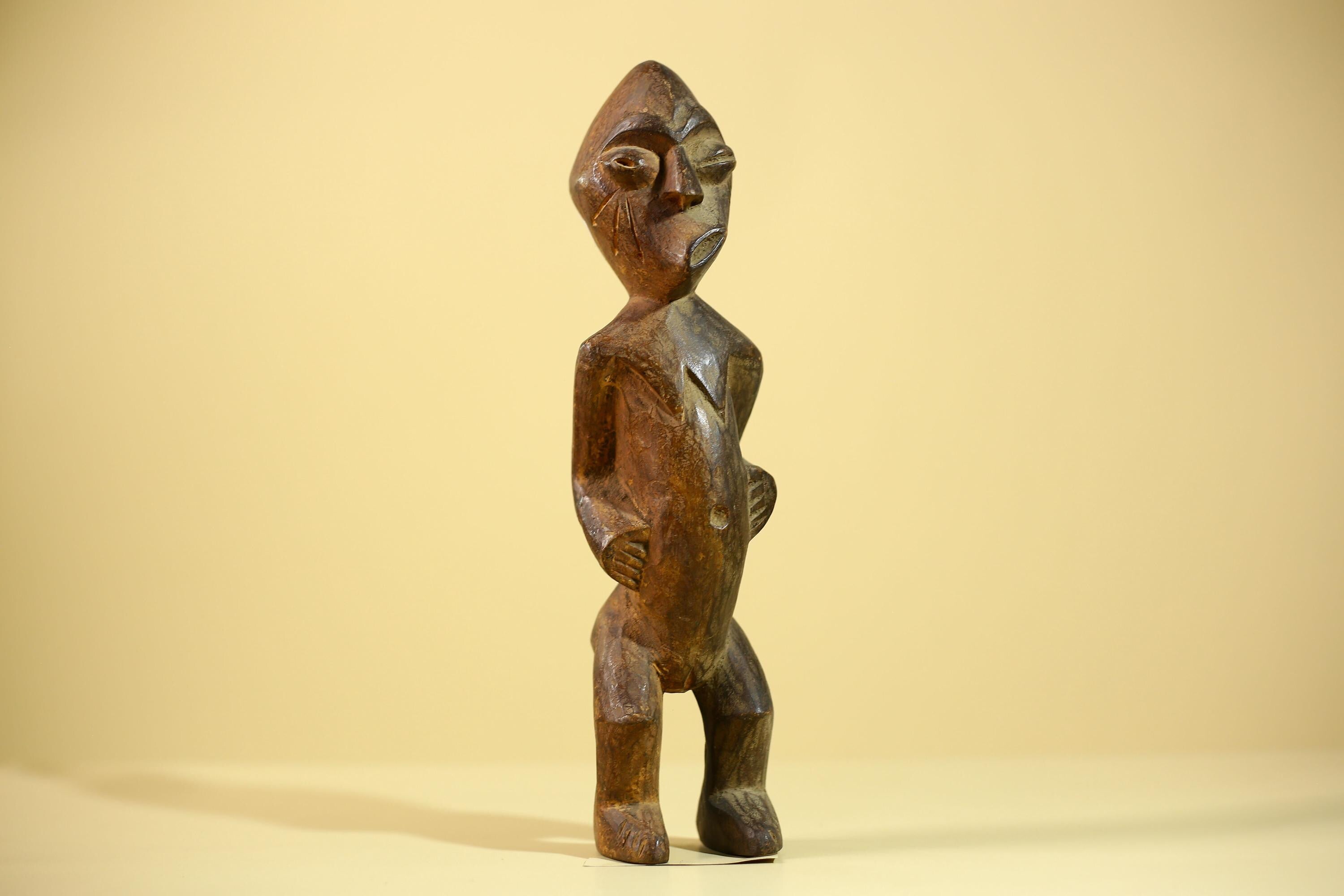 An African Sculpture Statue Carved Tribal Figure Old Wood Ethnographic Art-G6042