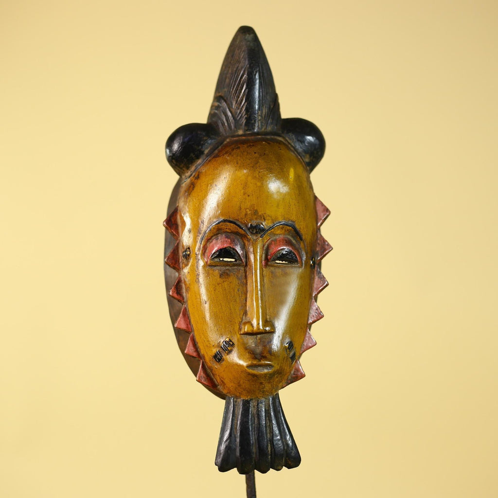 African Wooden Mask with Elongated Face – Baule Style Tribal Art-G6153