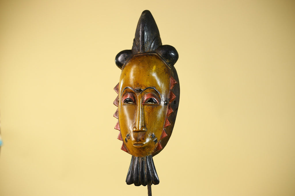 African Wooden Mask with Elongated Face – Baule Style Tribal Art-G6153