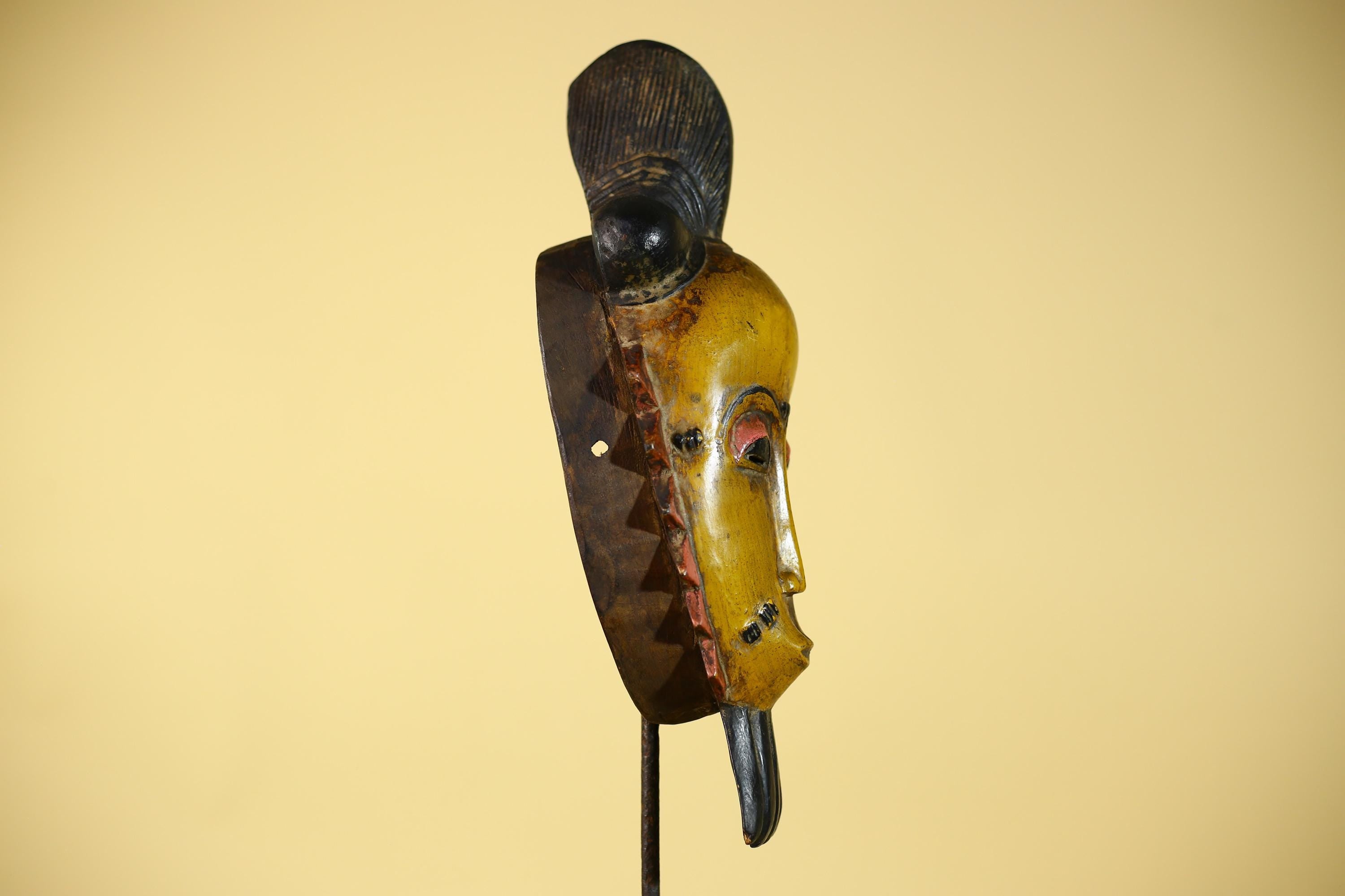 African Wooden Mask with Elongated Face – Baule Style Tribal Art-G6153