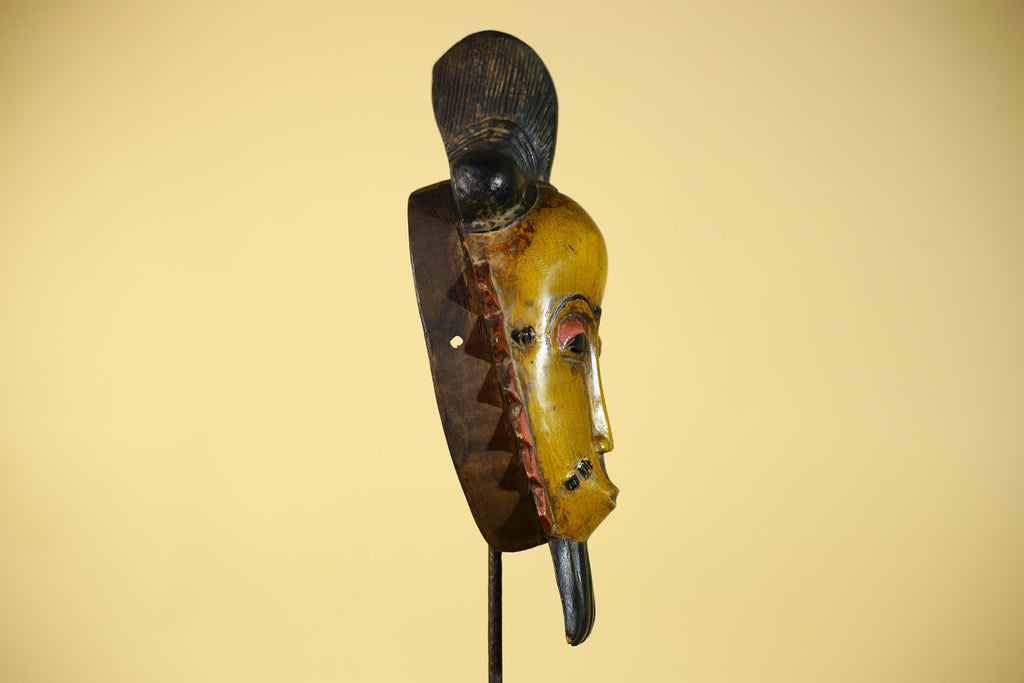 African Wooden Mask with Elongated Face – Baule Style Tribal Art-G6153
