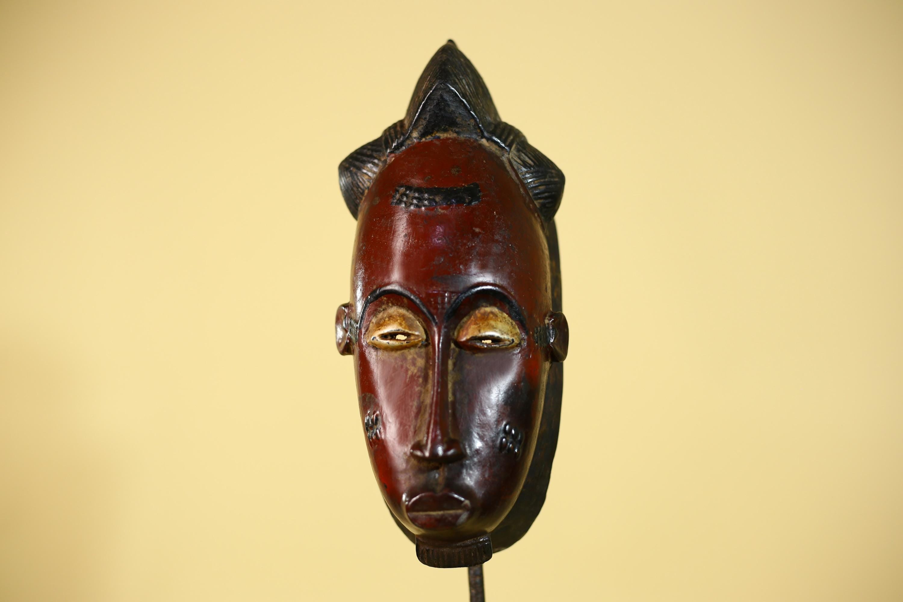 African Mask Wooden Baule Tribal Wall Art- Handmade African Sculpture-G6154