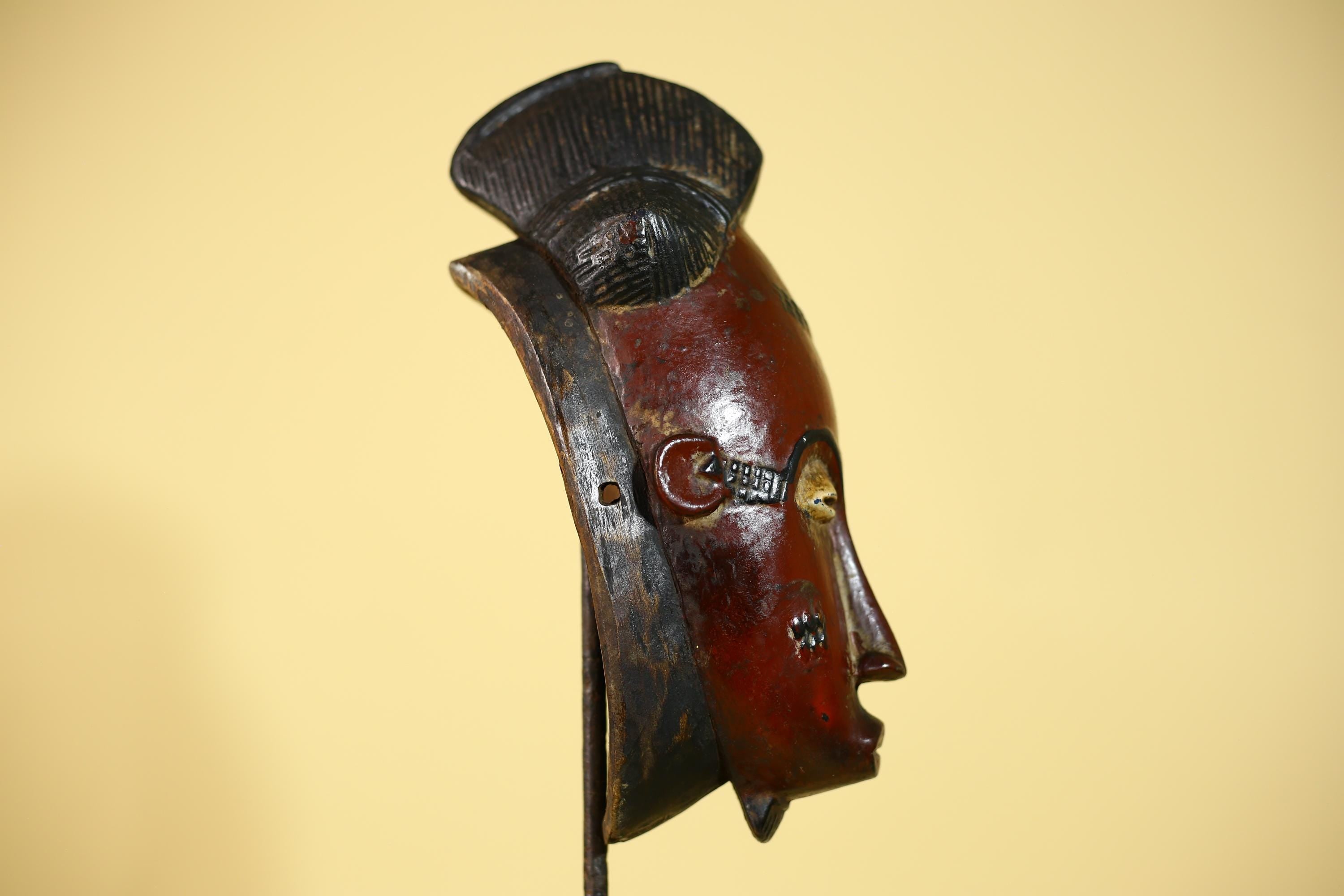 African Mask Wooden Baule Tribal Wall Art- Handmade African Sculpture-G6154