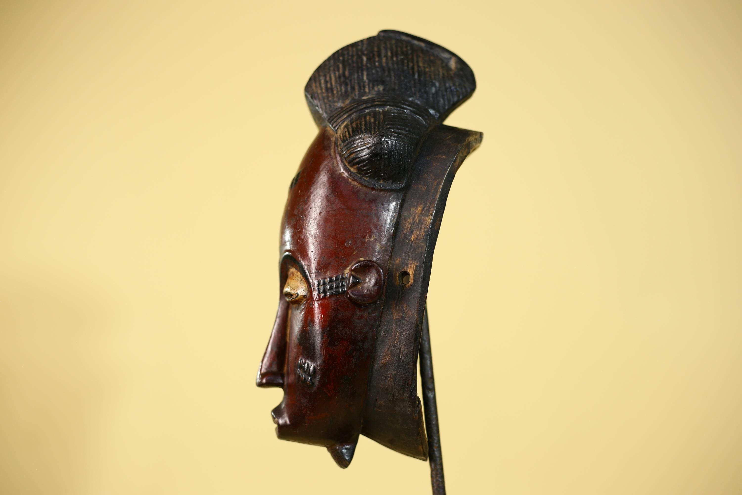 African Mask Wooden Baule Tribal Wall Art- Handmade African Sculpture-G6154
