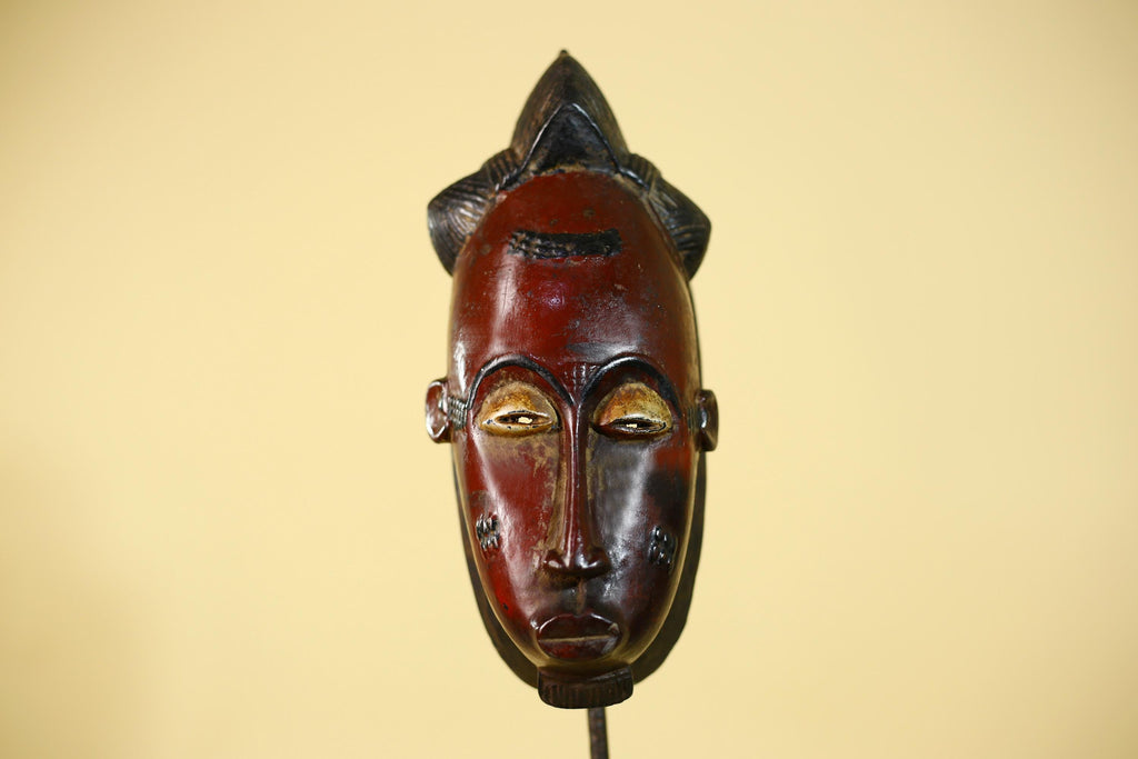 African Mask Wooden Baule Tribal Wall Art- Handmade African Sculpture-G6154