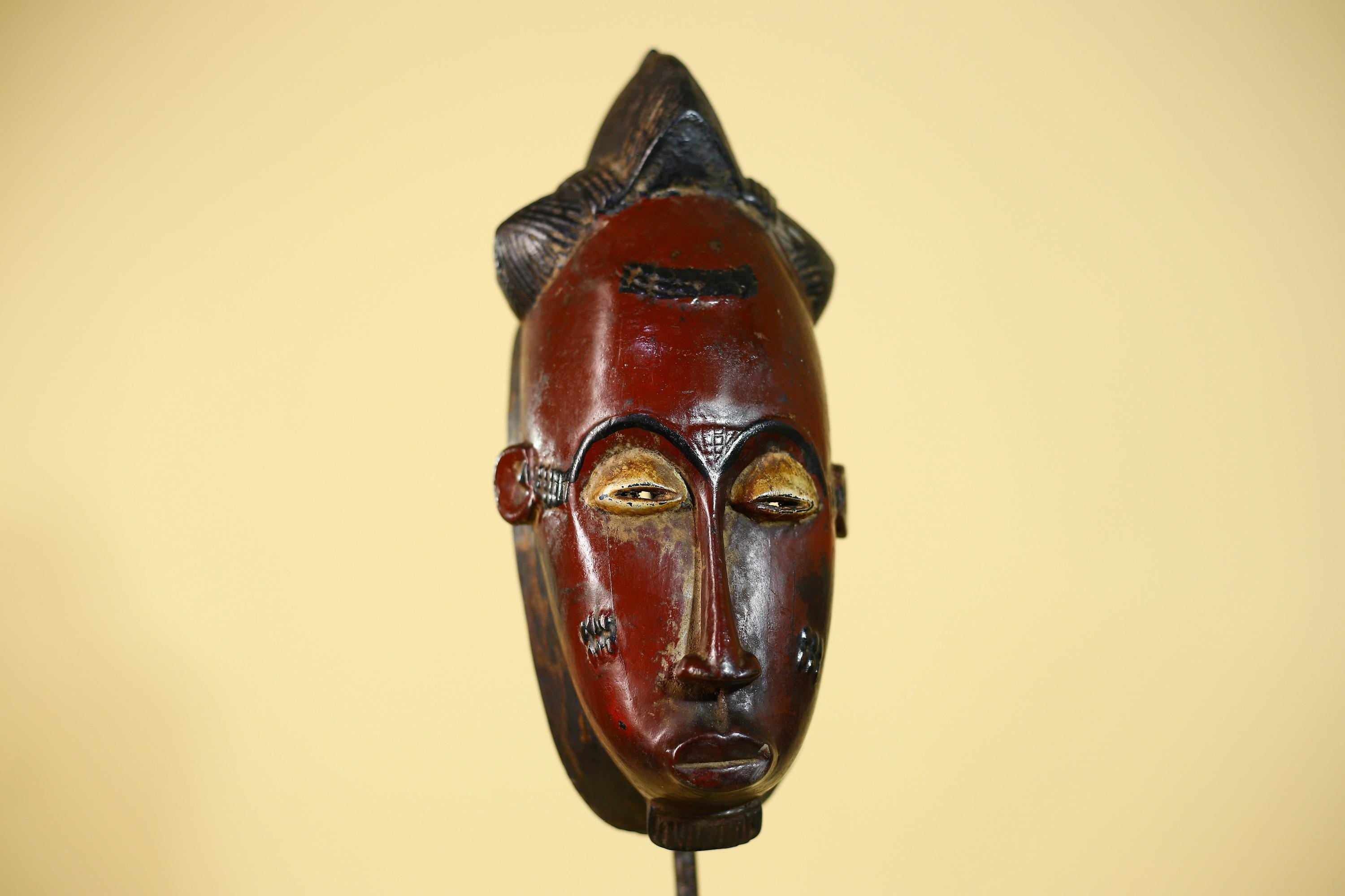 African Mask Wooden Baule Tribal Wall Art- Handmade African Sculpture-G6154
