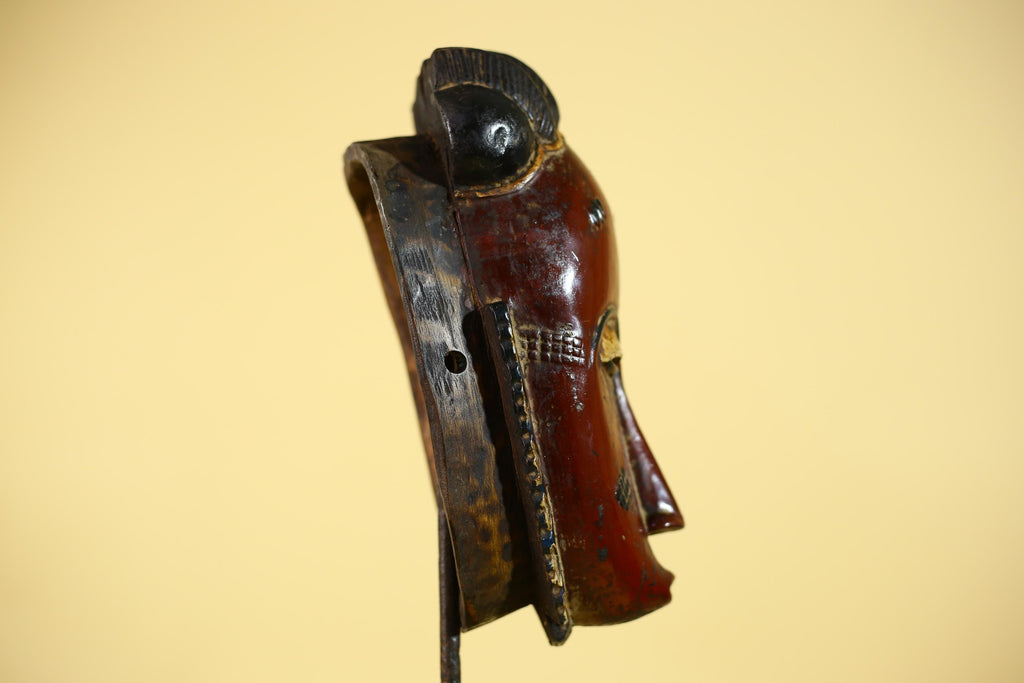 African Wooden Mask with Elongated Face – Baule Style Tribal Art-G6155