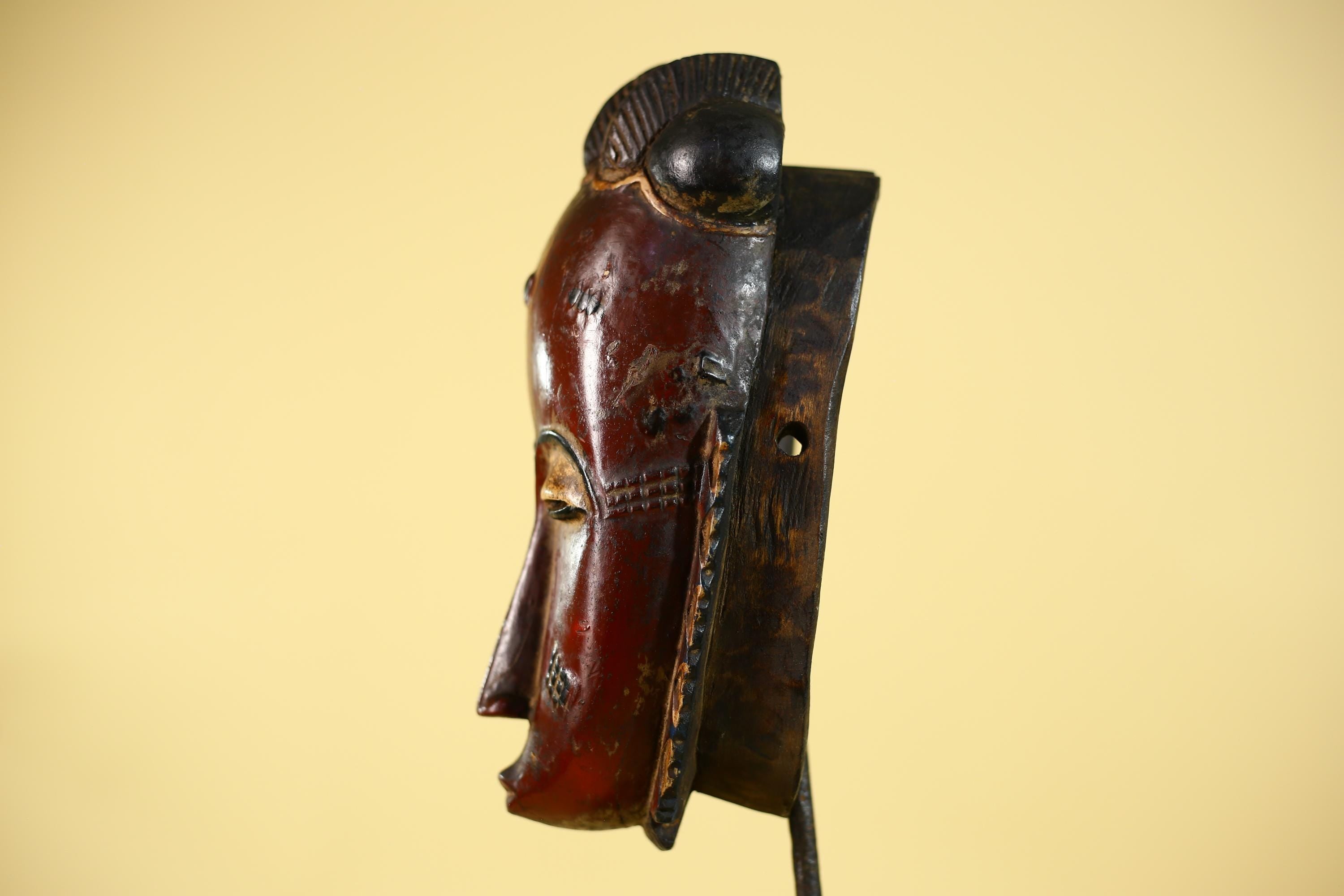African Wooden Mask with Elongated Face – Baule Style Tribal Art-G6155