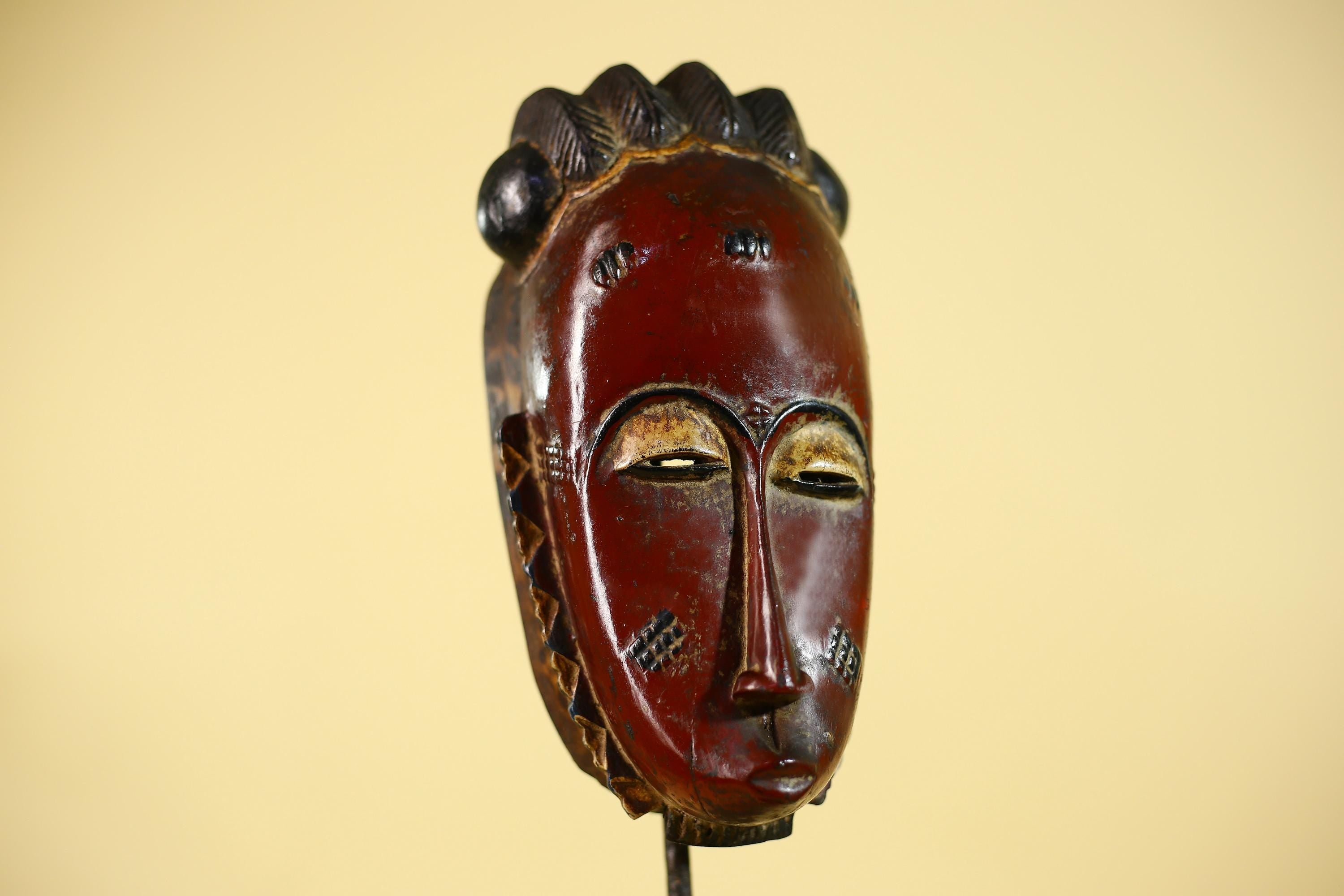 African Wooden Mask with Elongated Face – Baule Style Tribal Art-G6155