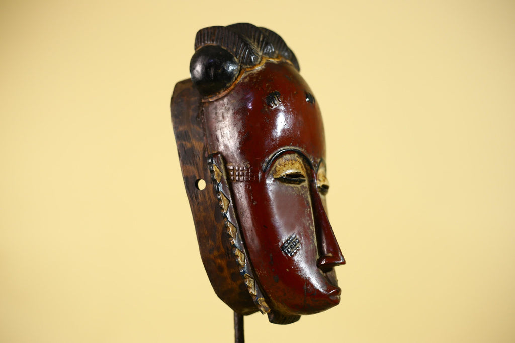 African Wooden Mask with Elongated Face – Baule Style Tribal Art-G6155