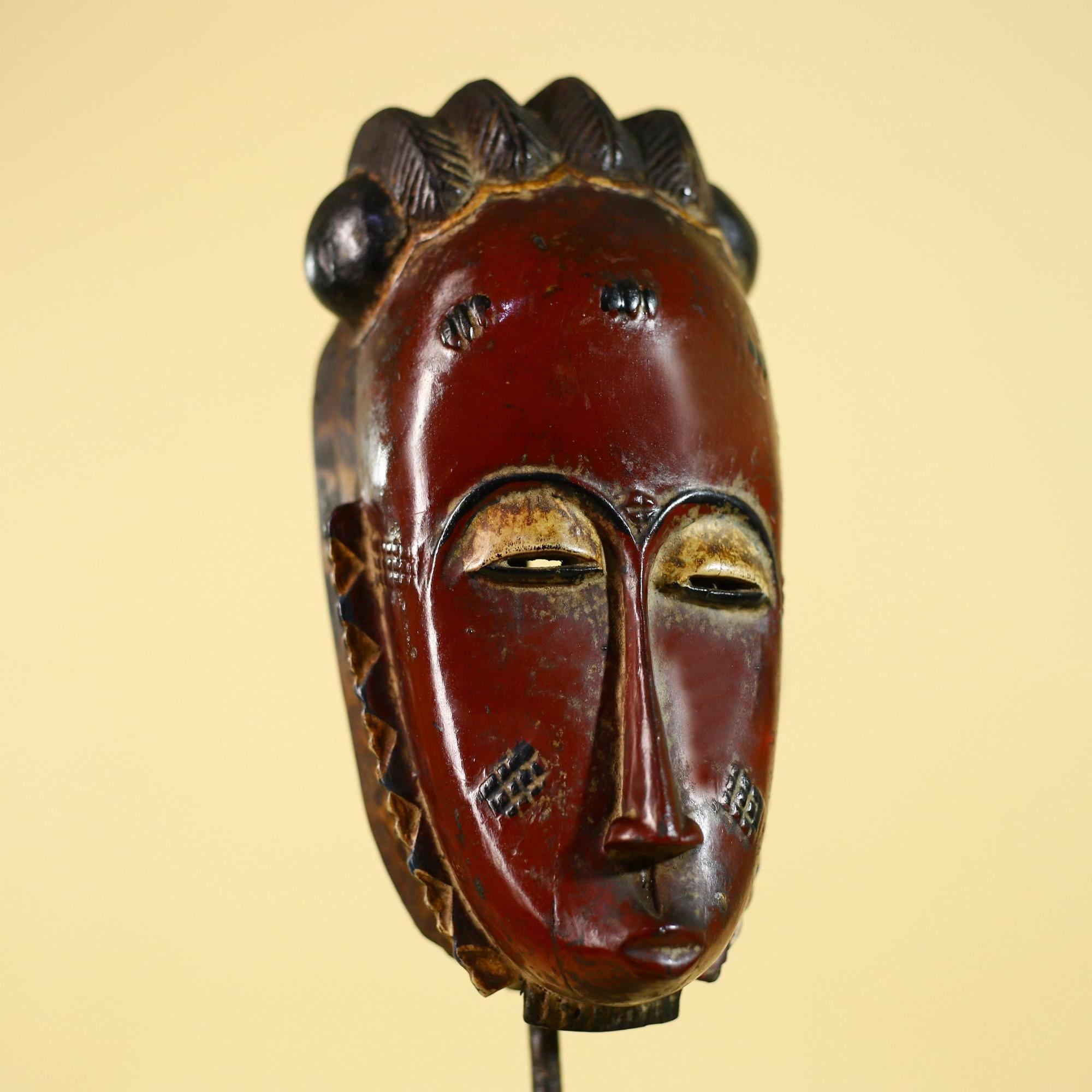 African Wooden Mask with Elongated Face – Baule Style Tribal Art-G6155