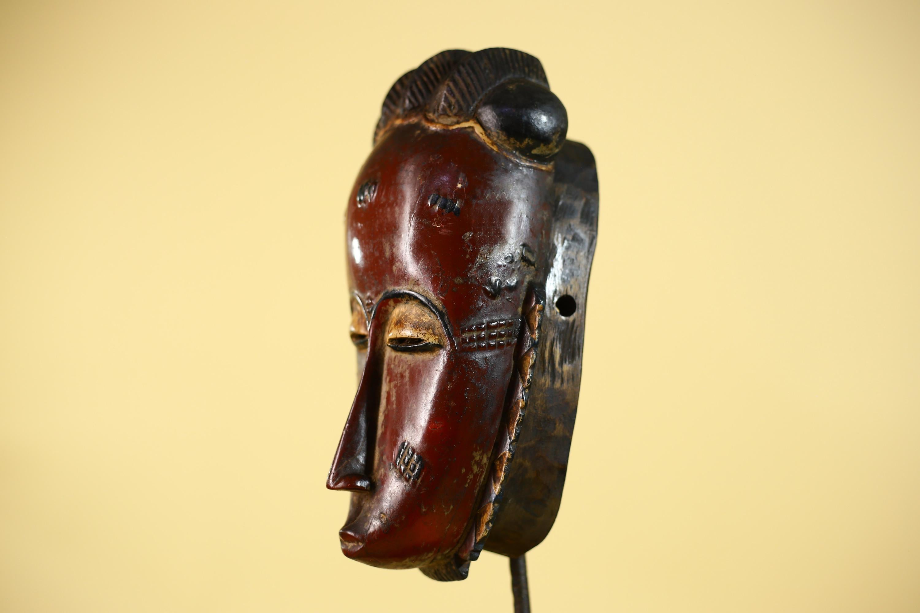 African Wooden Mask with Elongated Face – Baule Style Tribal Art-G6155
