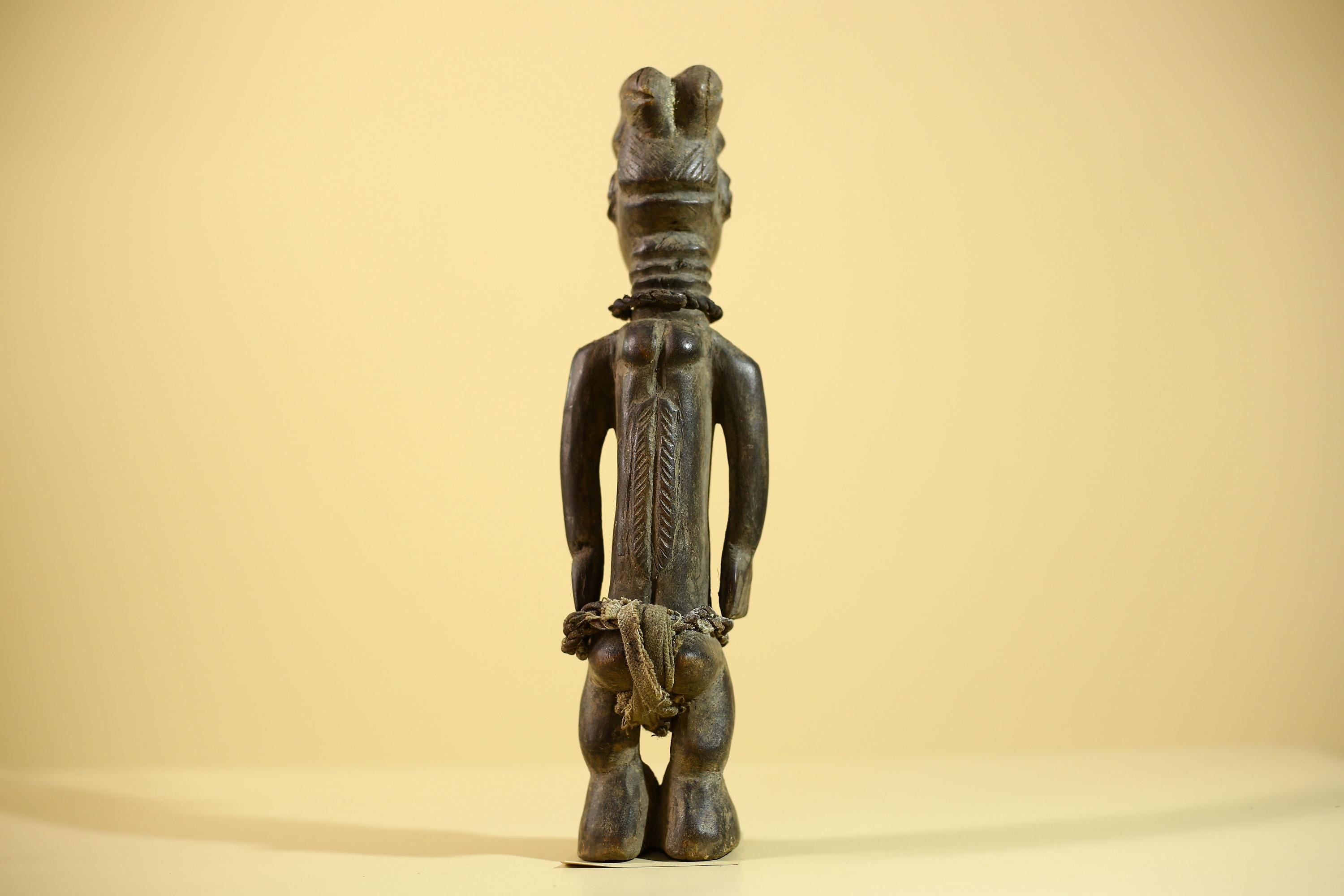 African Luba Statue Hand Carved Tribal Old Figure with Rope Details-G6045