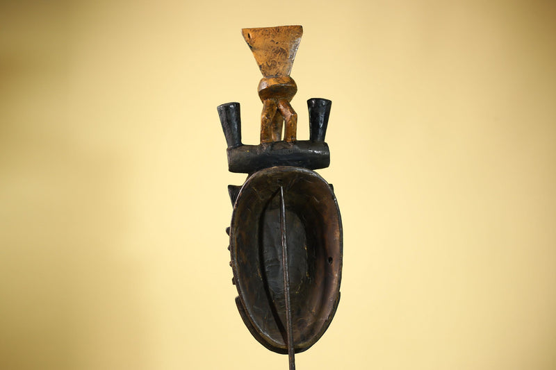 African Guro Mask with Bird Crest Hand Carved Tribal Art Wood Decor-G6052