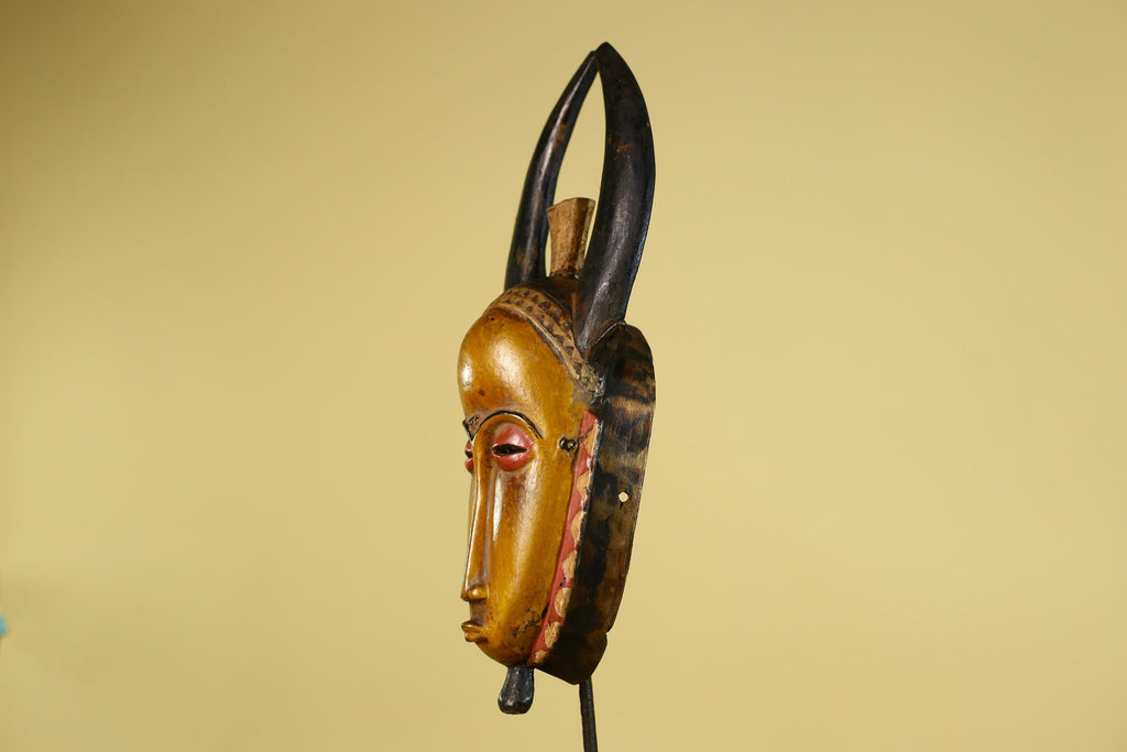 Baule African Mask Wooden Tribal Wall Art- Vintage African Art-G6158