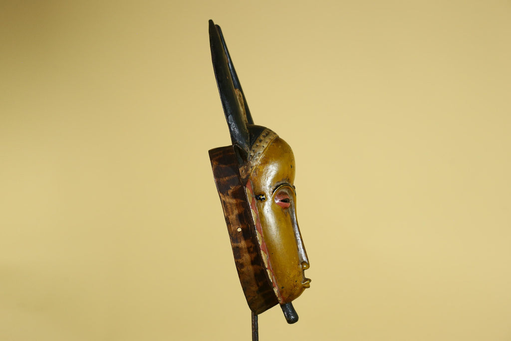 Baule African Mask Wooden Tribal Wall Art- Vintage African Art-G6158