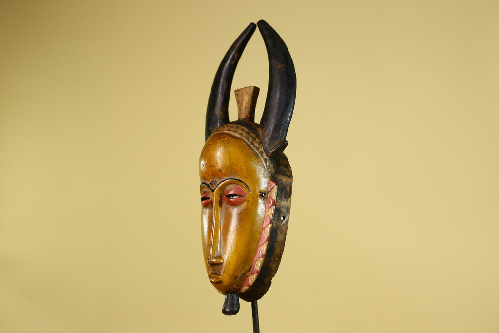 Baule African Mask Wooden Tribal Wall Art- Vintage African Art-G6158