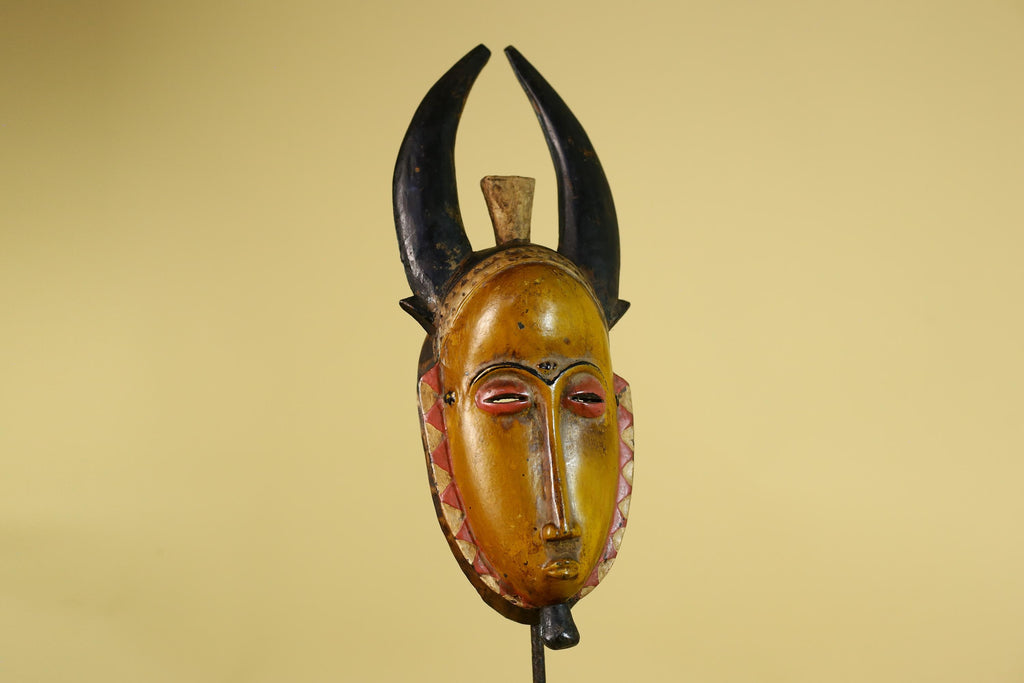 Baule African Mask Wooden Tribal Wall Art- Vintage African Art-G6158