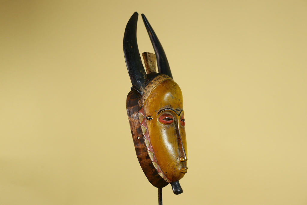 Baule African Mask Wooden Tribal Wall Art- Vintage African Art-G6158