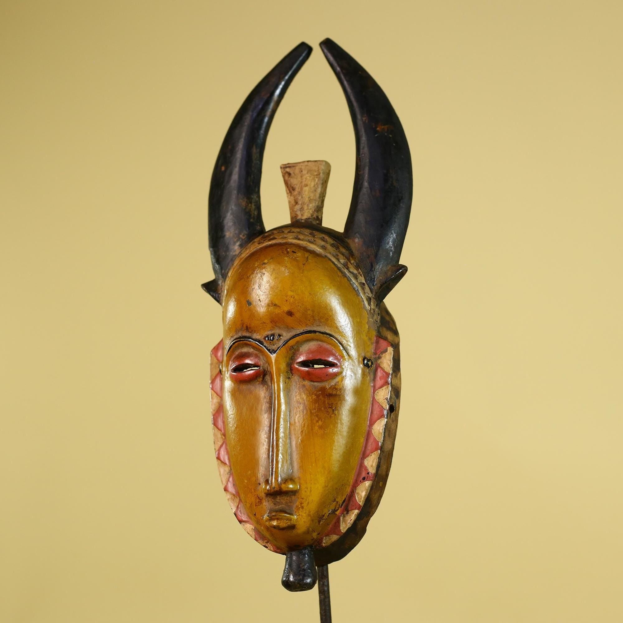 Baule African Mask Wooden Tribal Wall Art- Vintage African Art-G6158