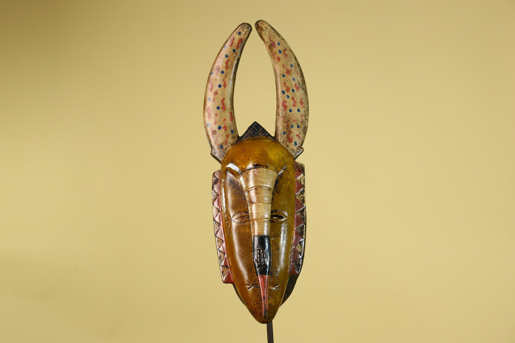 Baule African Mask Wooden Tribal Wall Art Vintage African Art-G6159