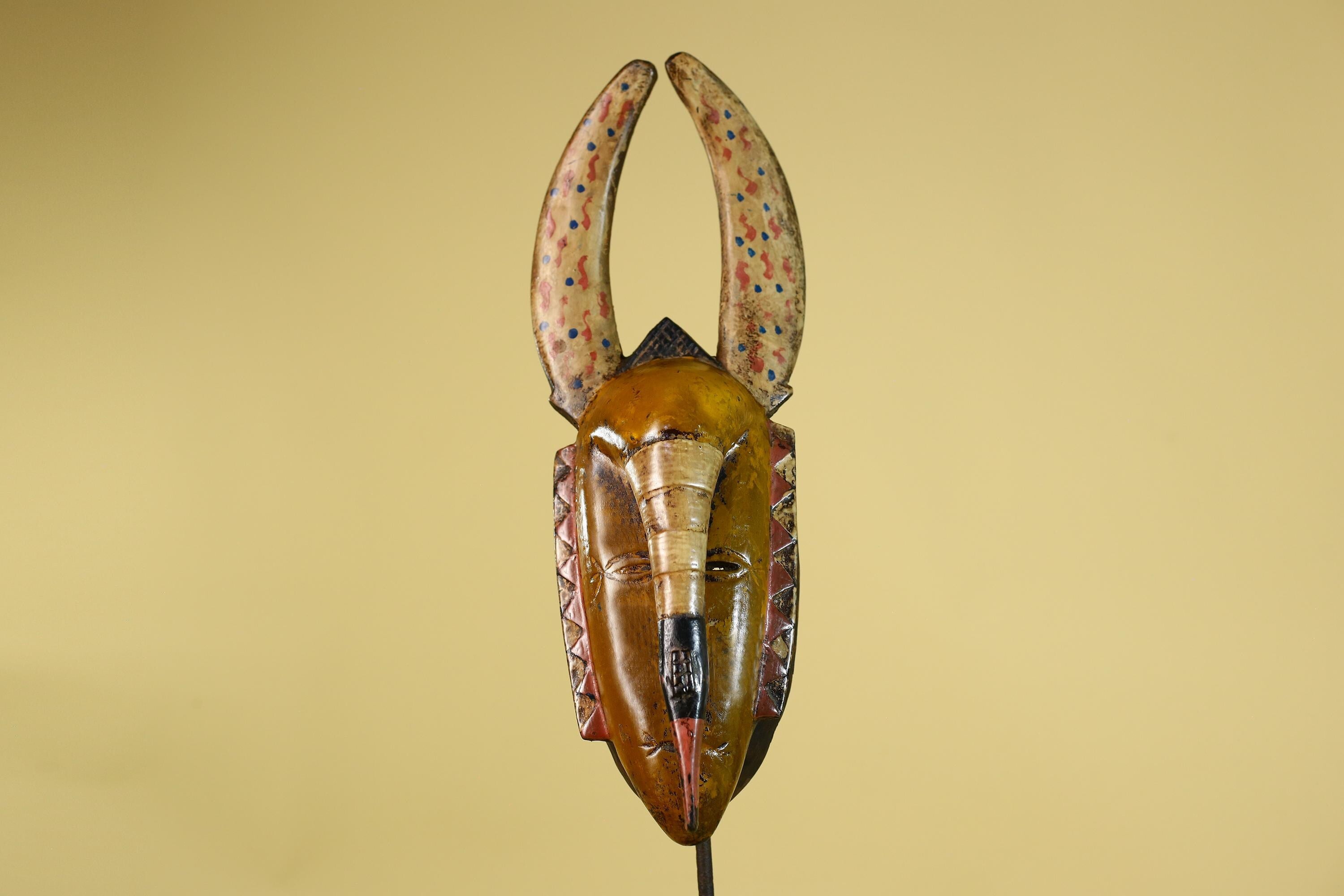 Baule African Mask Wooden Tribal Wall Art Vintage African Art-G6159