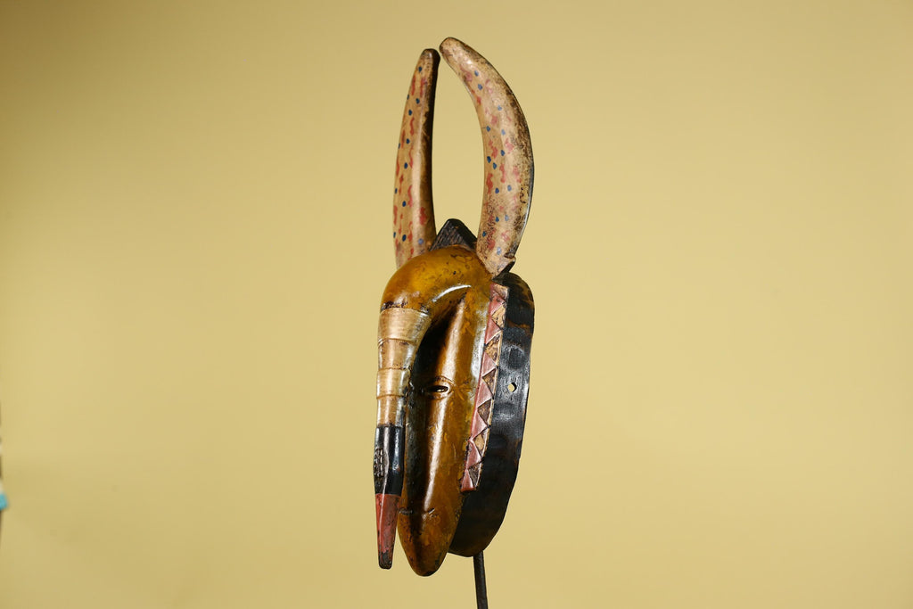 Baule African Mask Wooden Tribal Wall Art Vintage African Art-G6159