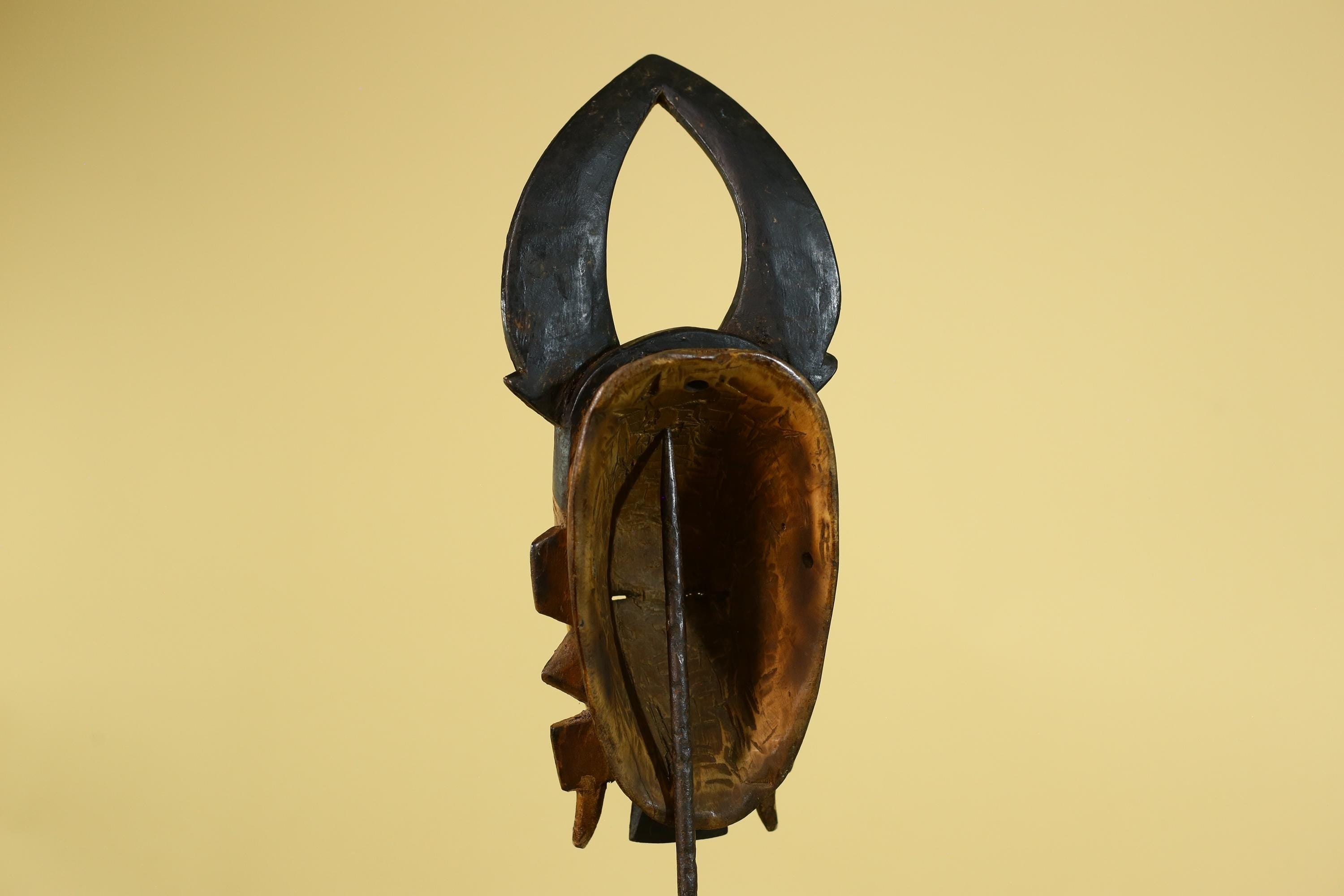 African Wooden Mask with Open Crest – Baule Style Tribal Wall Art-G6160