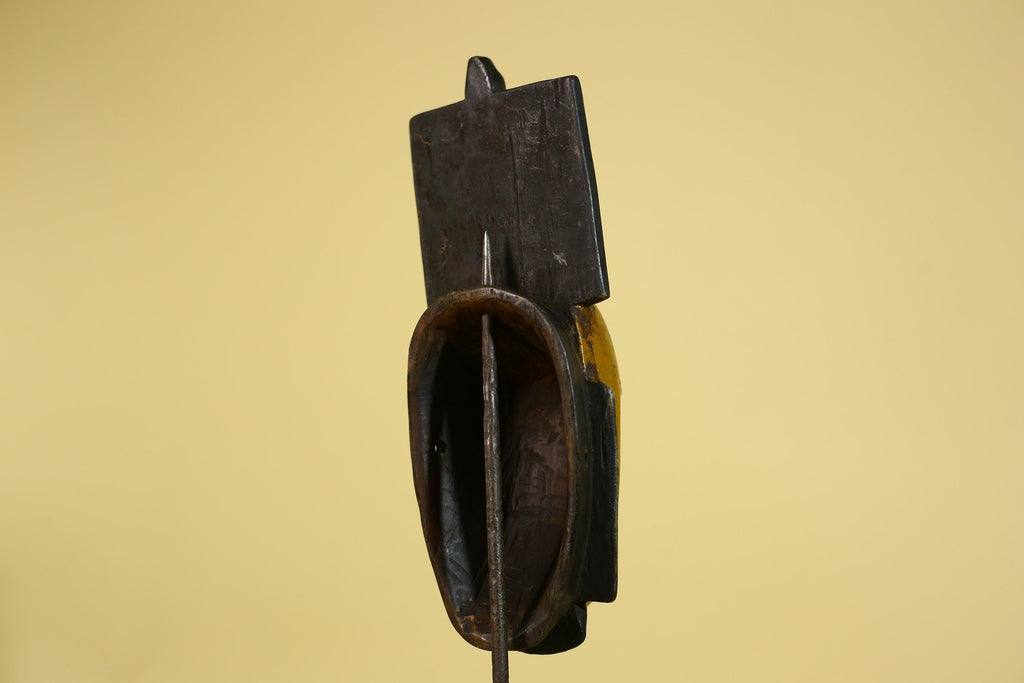 African Wooden Mask with Tall Crest – Baule Tribal Wall Art-G6161