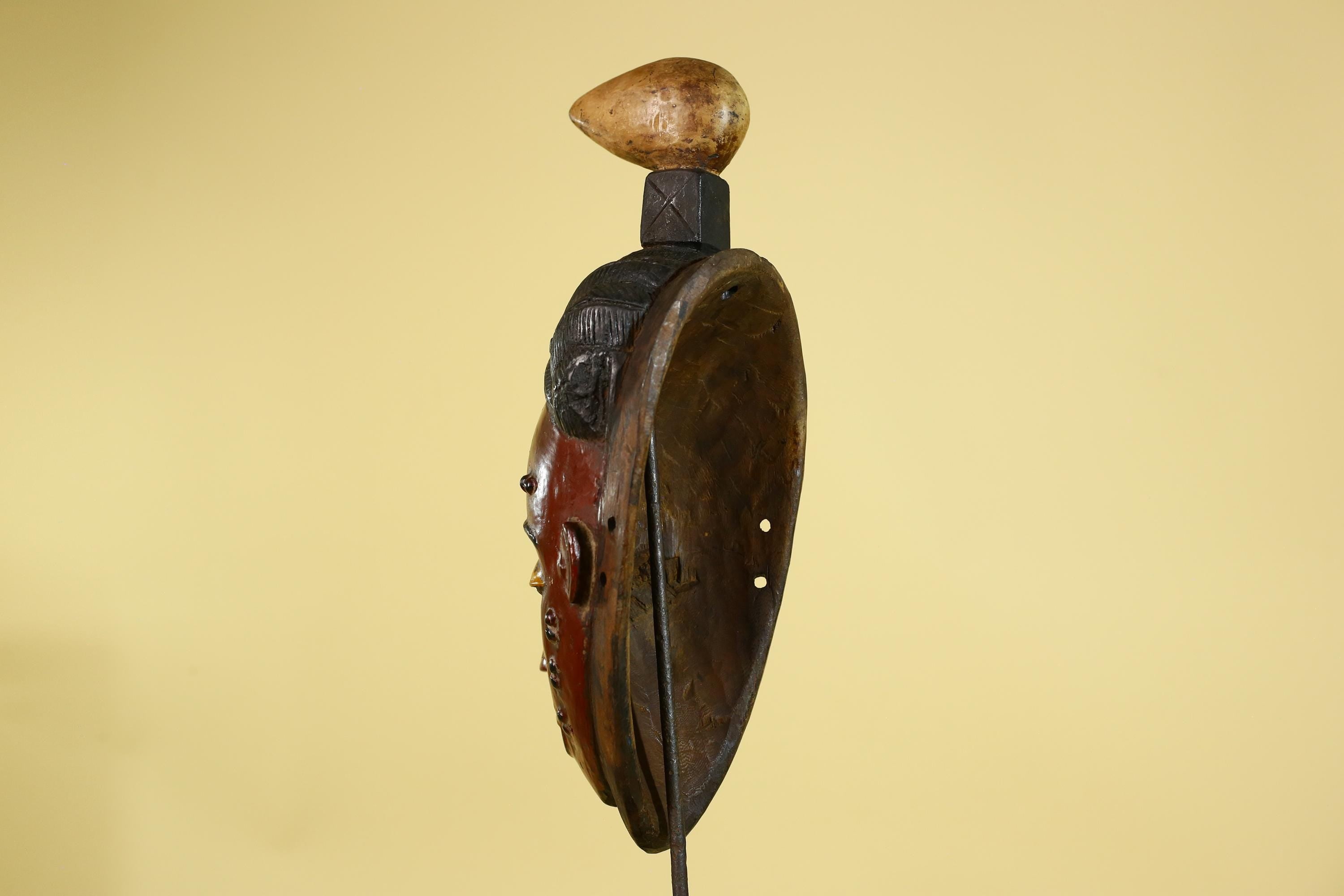 African Wooden Mask with Scarification – Baule Tribal Wall Art-G6162