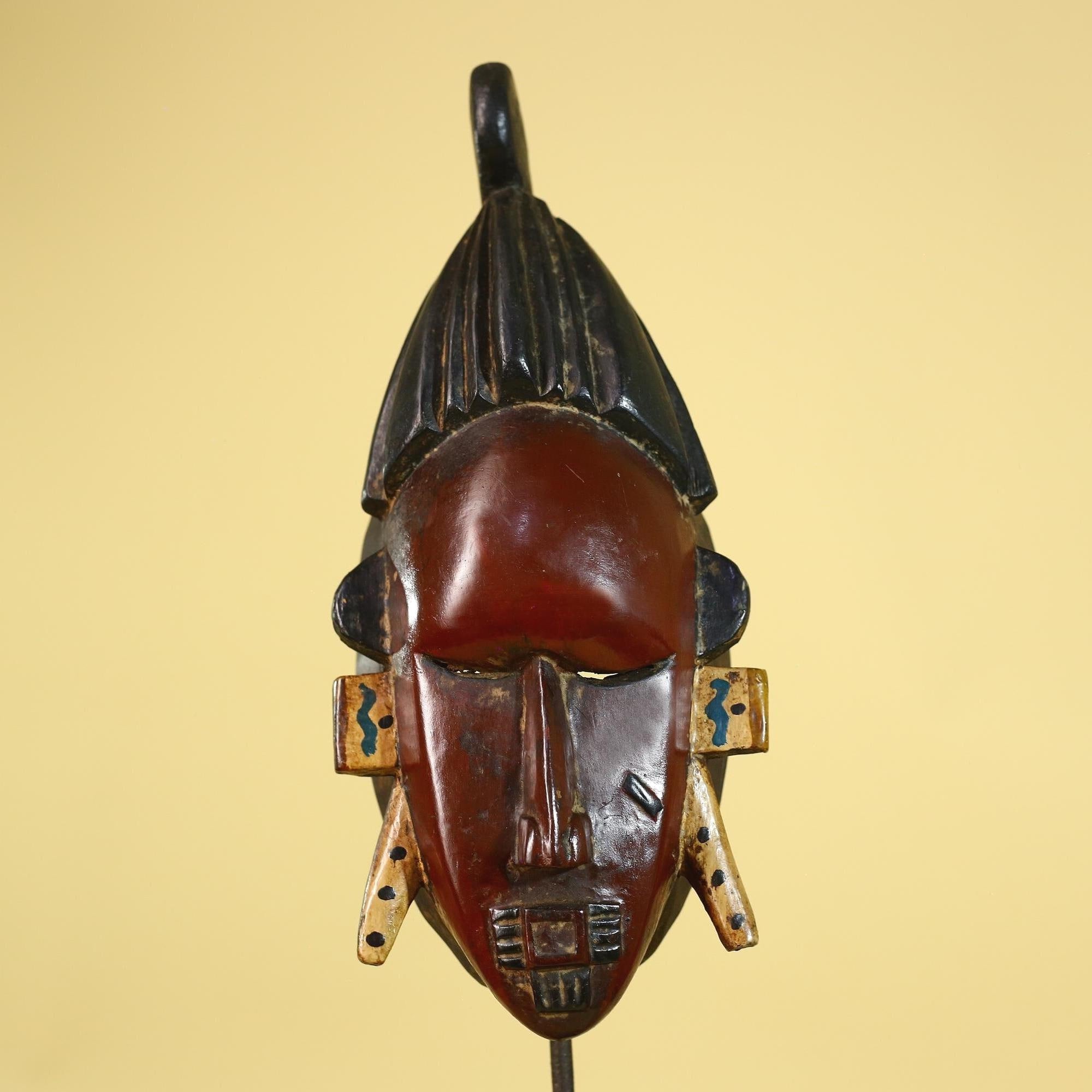 African Wooden Baule Mask – Tribal Wall Art, Côte d’Ivoire Tribal Art-G6163