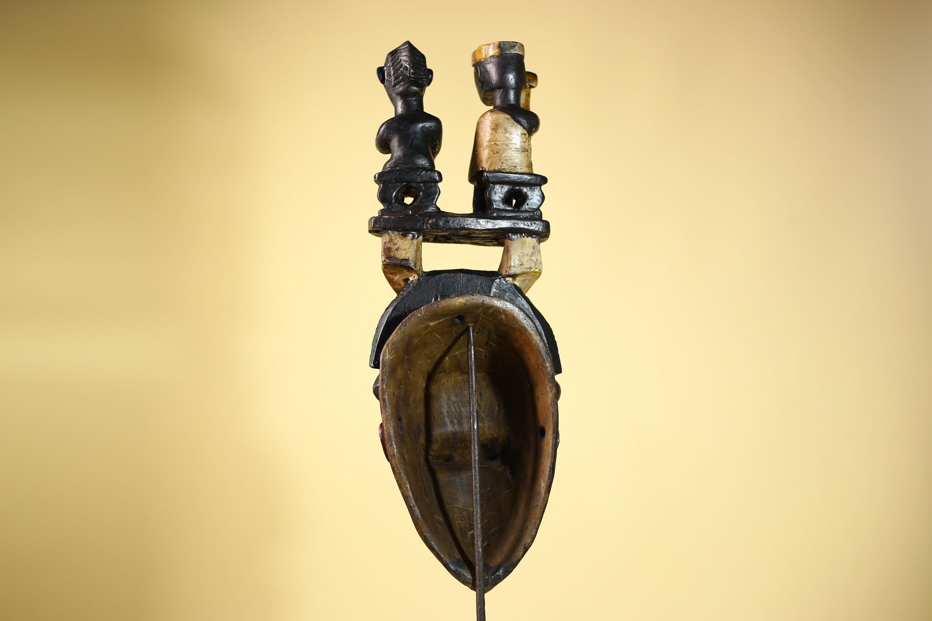 Guro African Mask with Seated Figures Hand Carved Tribal Wood Art Decor-G6055