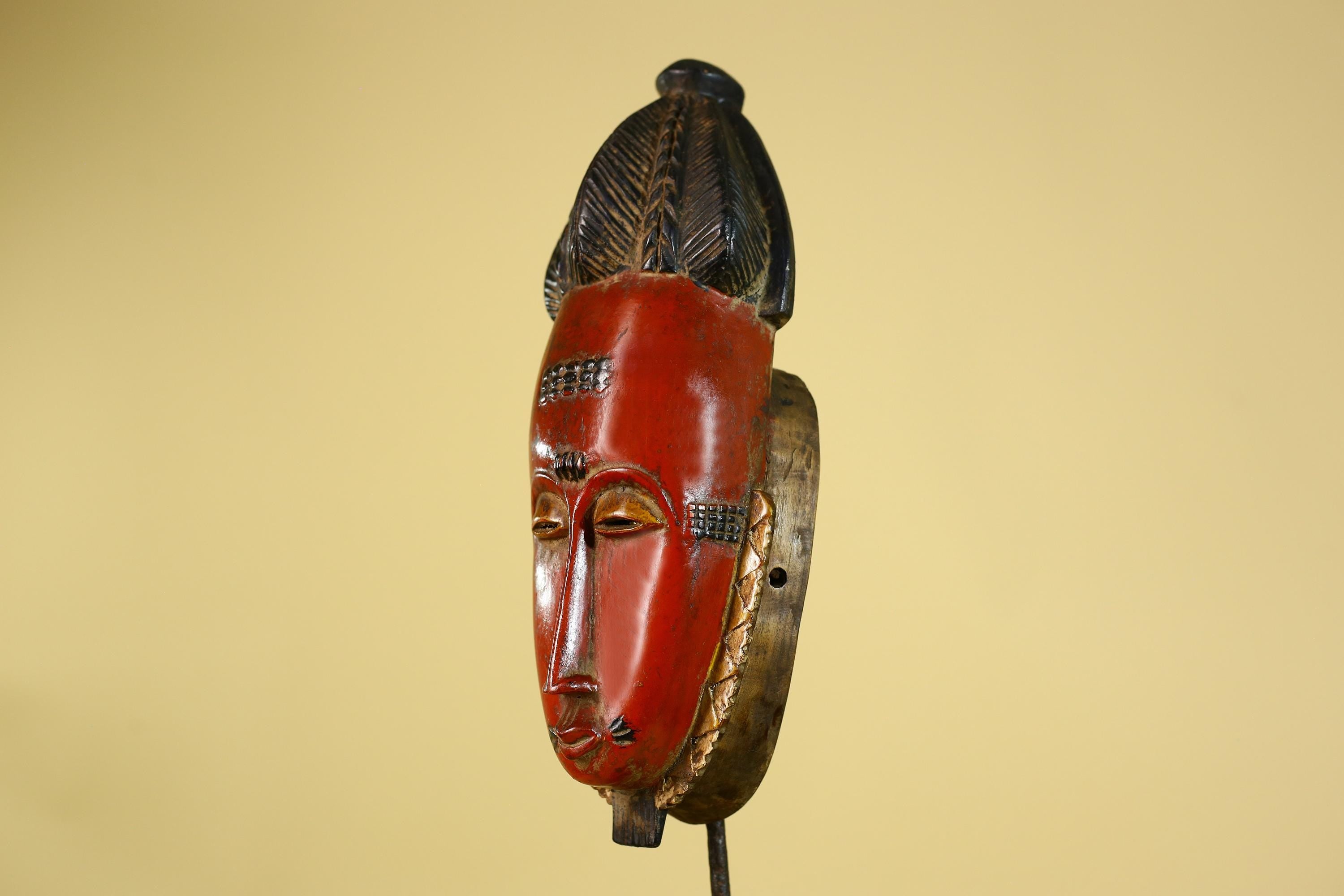 Baule African Mask – Hand Carved Wooden Tribal Art, Vintage African Wall Decor-G6165