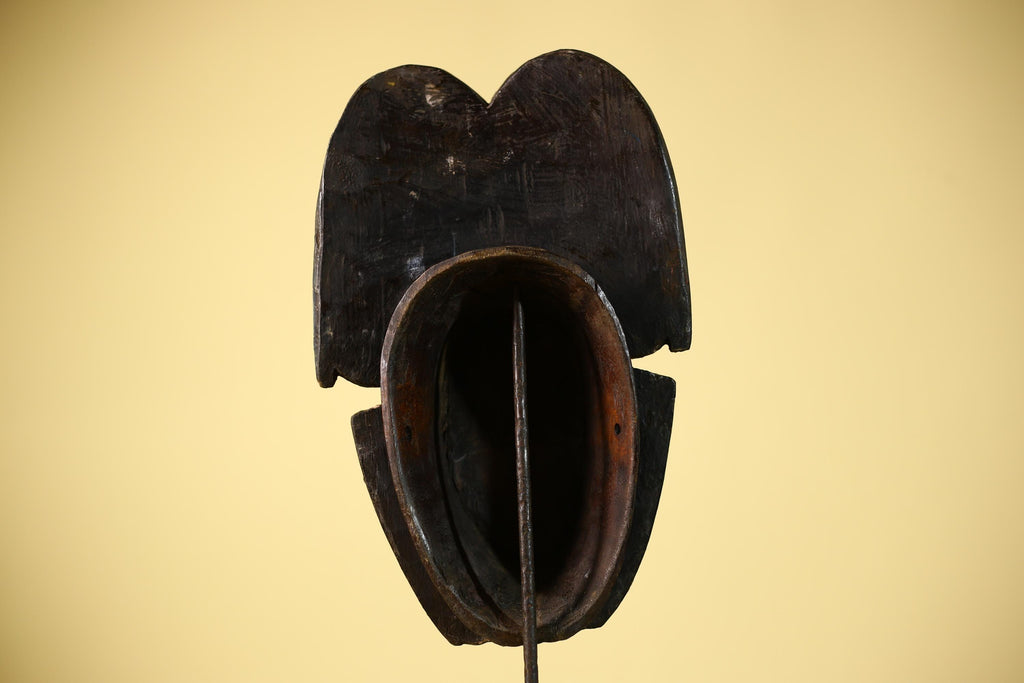 African Guro Mask with Carved Coiffure Hand Painted Tribal Wood Wall Decor-G6057