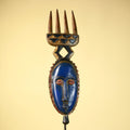Guro African Mask with Comb Crest Hand Carved Tribal Blue Face Wood Decor-G6058