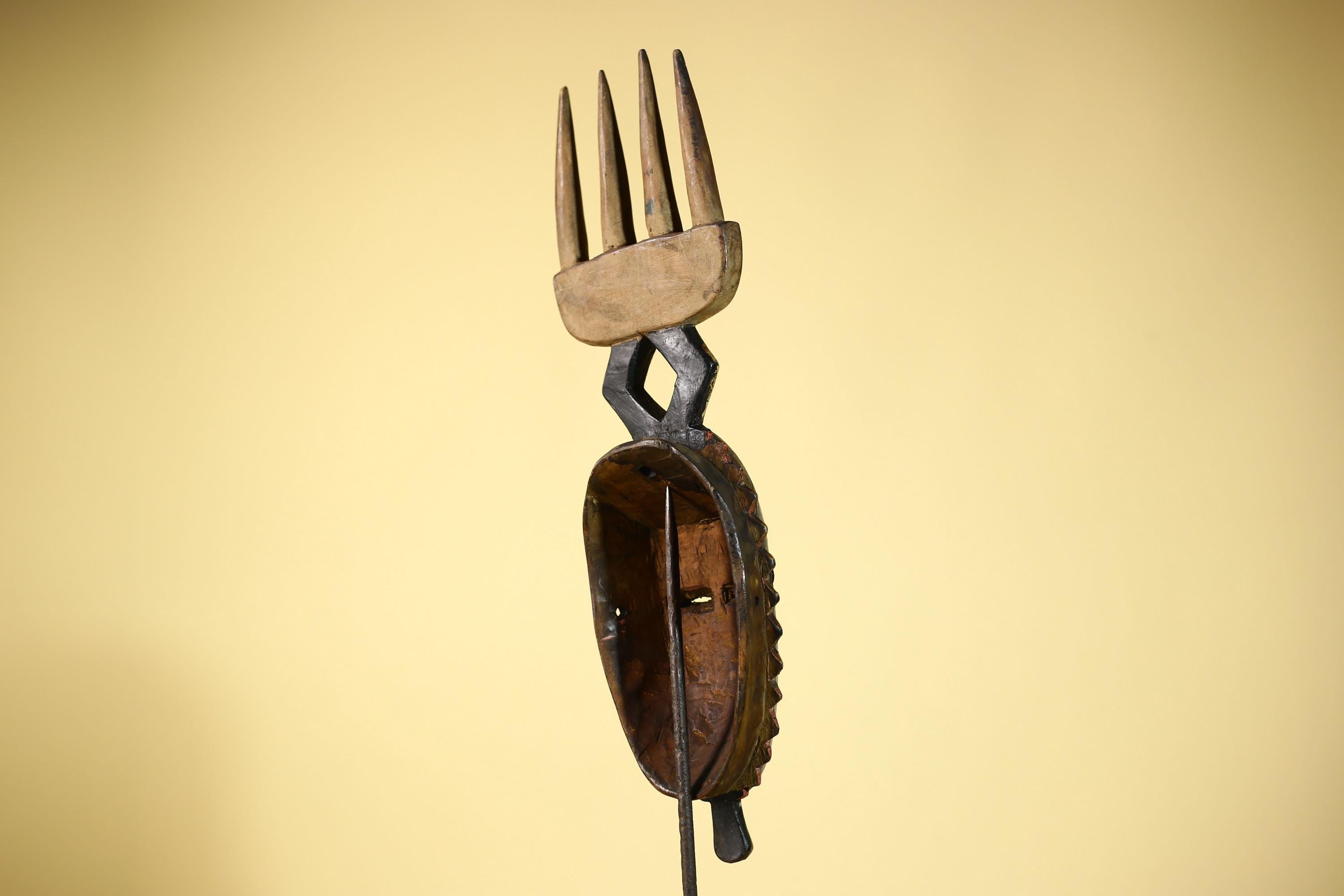 Guro African Mask with Comb Crest Hand Carved Tribal Blue Face Wood Decor-G6058