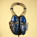 Guro Mask Double Face with Looped Horns Hand Carved Tribal Art Decor-G6060