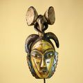 Vintage Guro Tribal Mask African Carved Ram Horn & elephant crest Wall Art-G6063
