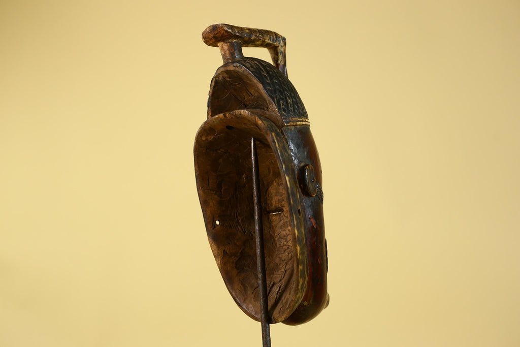Baule African Mask – Hand Carved Wooden Tribal Art, Vintage African Wall Art-G6167