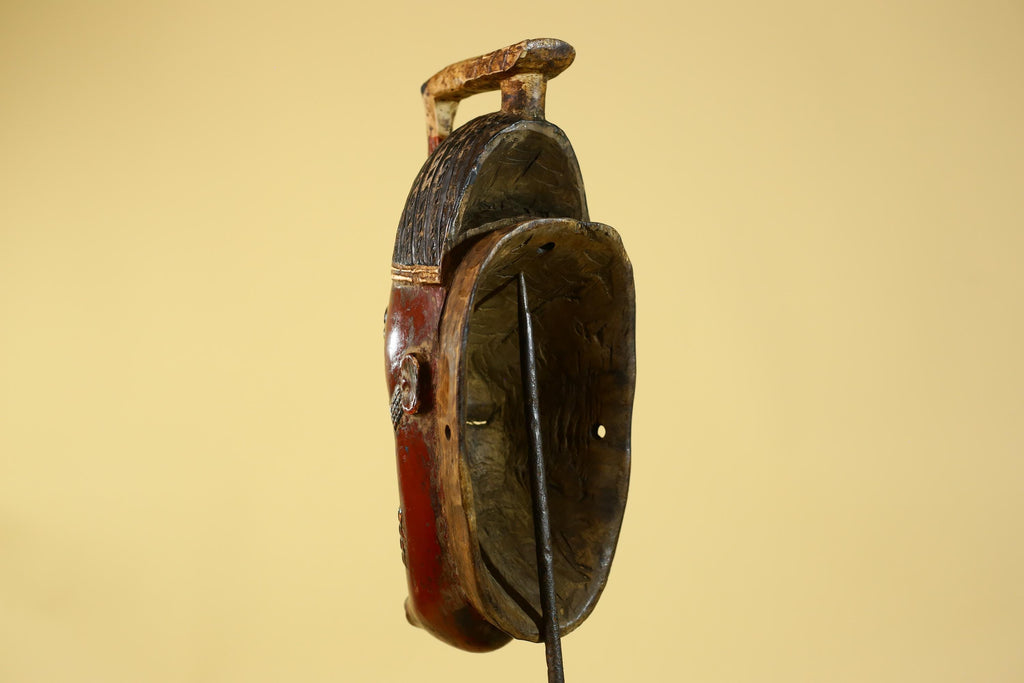 Baule African Mask – Hand Carved Wooden Tribal Art, Vintage African Wall Art-G6167